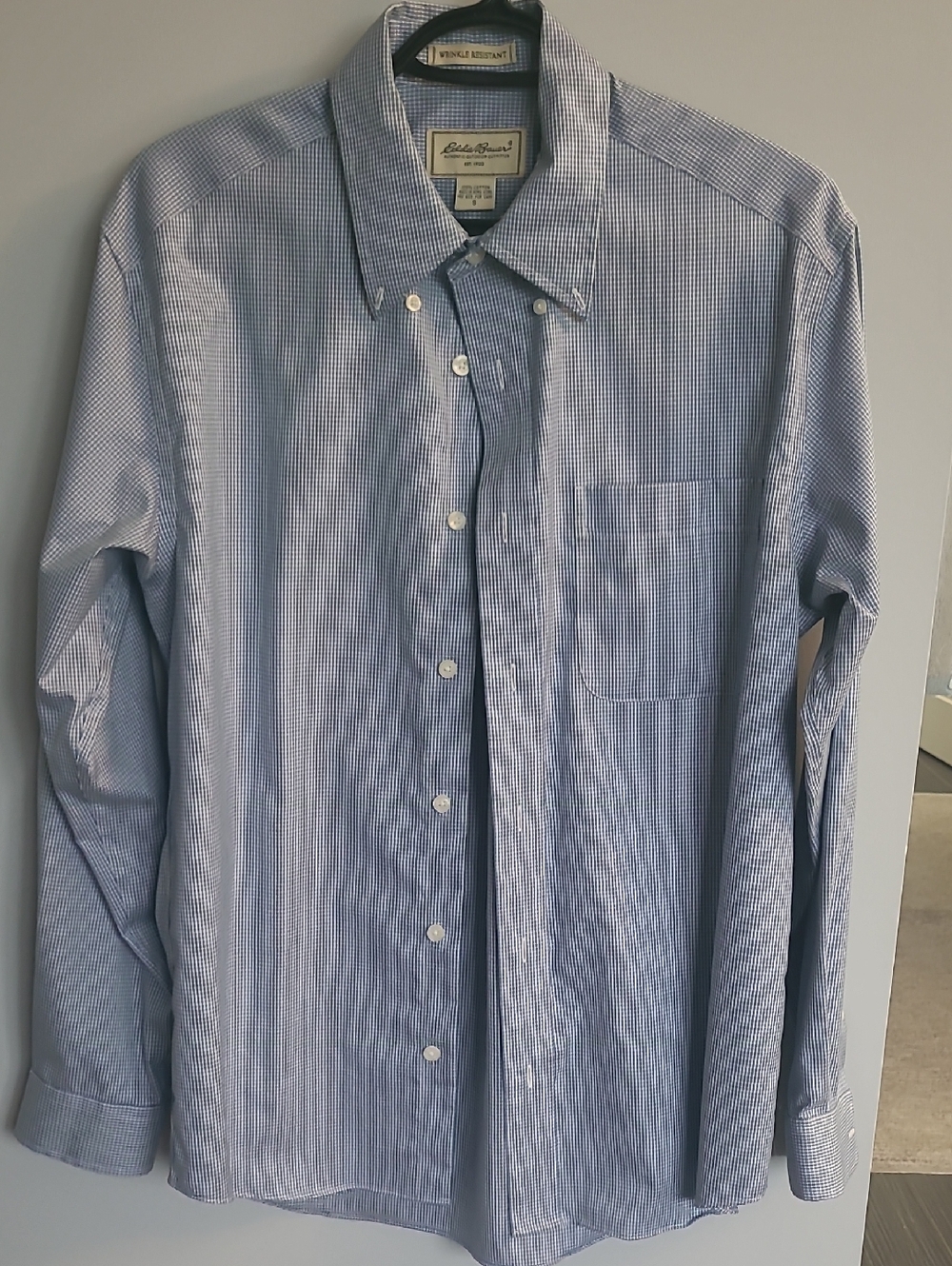 Eddie Bauer Men’s Blue Micro-Check Button-Down Shirt